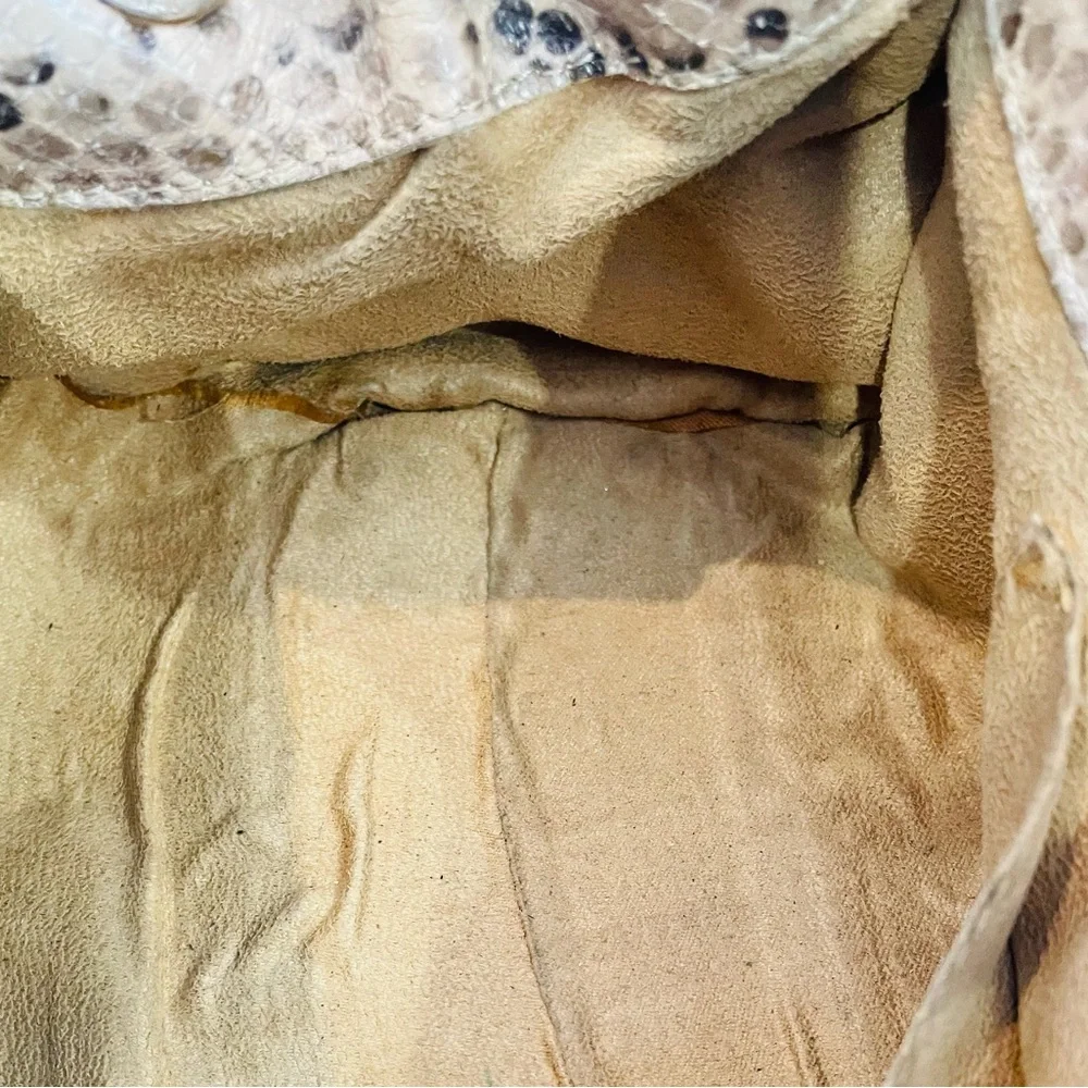 Jimmy Choo Rosalie Python-Embossed Handbag Tan Snake Print Satchel